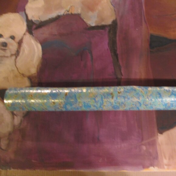 Vintage 1970s Metallic with Blue Green Motif Wallpaper - Picture 4 of 12